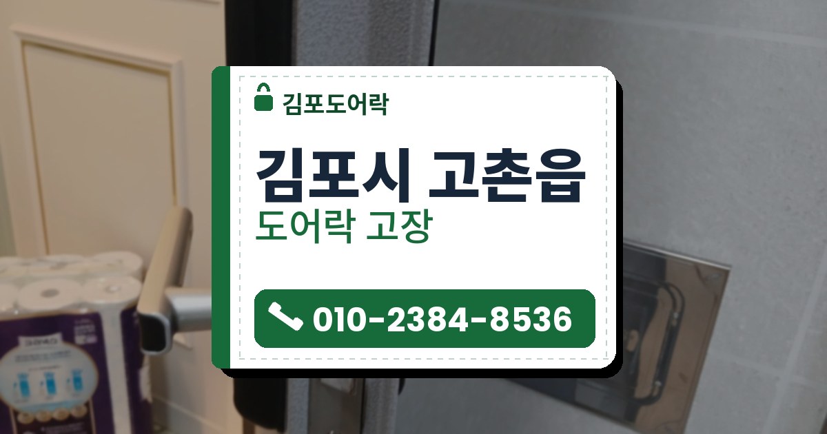 김포시 고촌읍 출장 — 열린 문 옆면의 은색 걸쇠 판과 양쪽 검은 도어락 본체, 은색 ㄱ자 손잡이