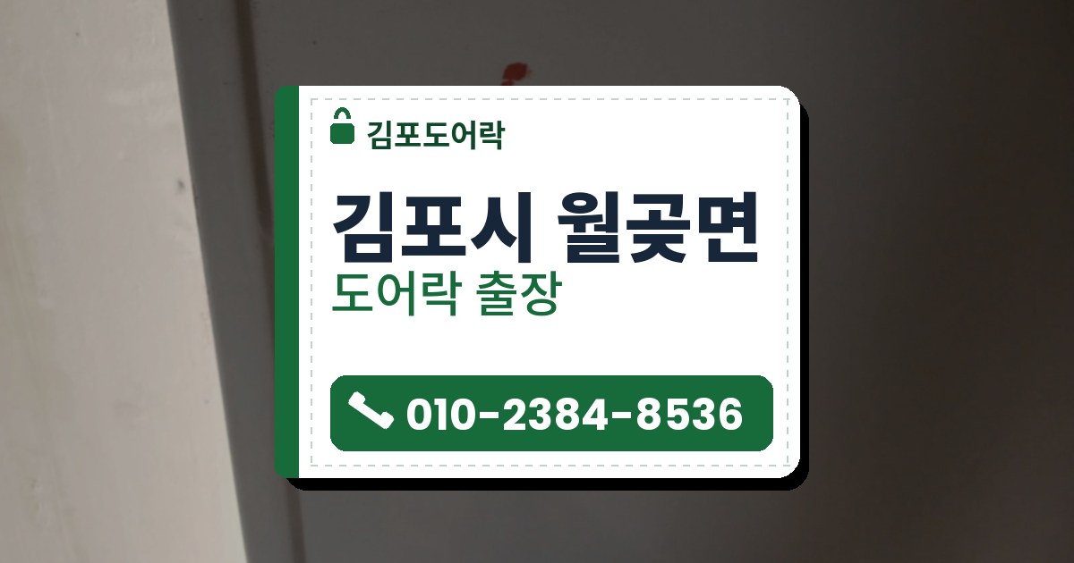 김포시 월곶면 출장 — 회색 철문 안쪽의 은색 레버 손잡이와 둥근 받침, 위쪽 붉은 긁힘 자국